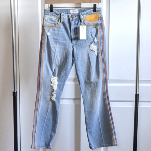 Frame Denim Denim - NEW Frame Le Sylvie Kick Boot Embroidered Jeans